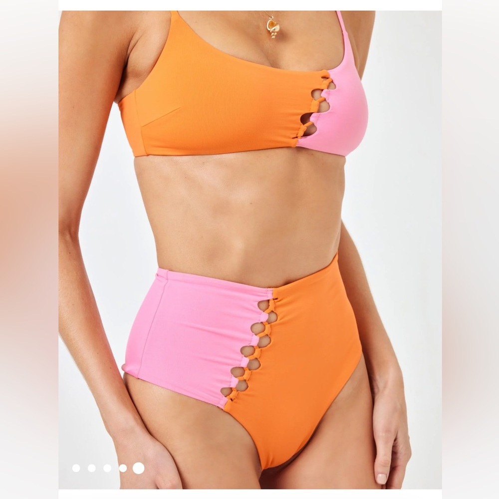 LSPACE PINK & ORANGE BIKINI TOP (S) & BOTTOM (M) !!